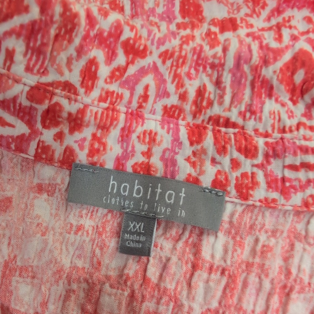 Habitat Clothes to Live In Coral Pink Seersucker Button Front Tunic Dress XXL - Picture 6 of 11